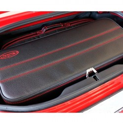 Set of luggages, taylor-made suitcases with red stitching for Fiat 124 Spider convertible