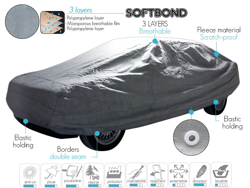 Softbond 3 layers car cover